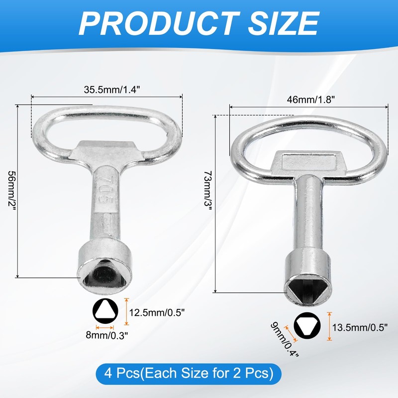 PATIKIL Triangle Spanner Key, 4 Pack Triangular Utility Socket Panel