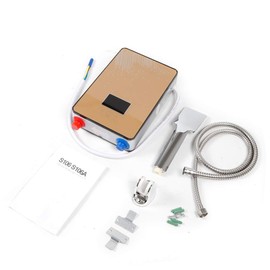 Tankless Water Heater Electric, 110V 4500W On Demand Instant Hot Water Heater with LED Display Electric Water Heater w/Overheating Protection for Bathroom & RV Shower (Gold)