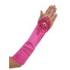 Satin Ruched Fingerless Gloves (Fuchsia, 4-7)