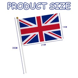 AWAVM 20PCS Union Jack Flags on Sticks,VE Day 80th Anniversary Decorations for VE-Day 80th Anniversary Decorations,Union Jack handheld flag with 30cm White Pole for Football Party Decoration