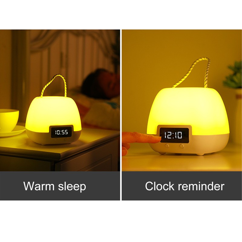 Remote Control Night Light Adjustable LED Portable Bedside Clock Lamp