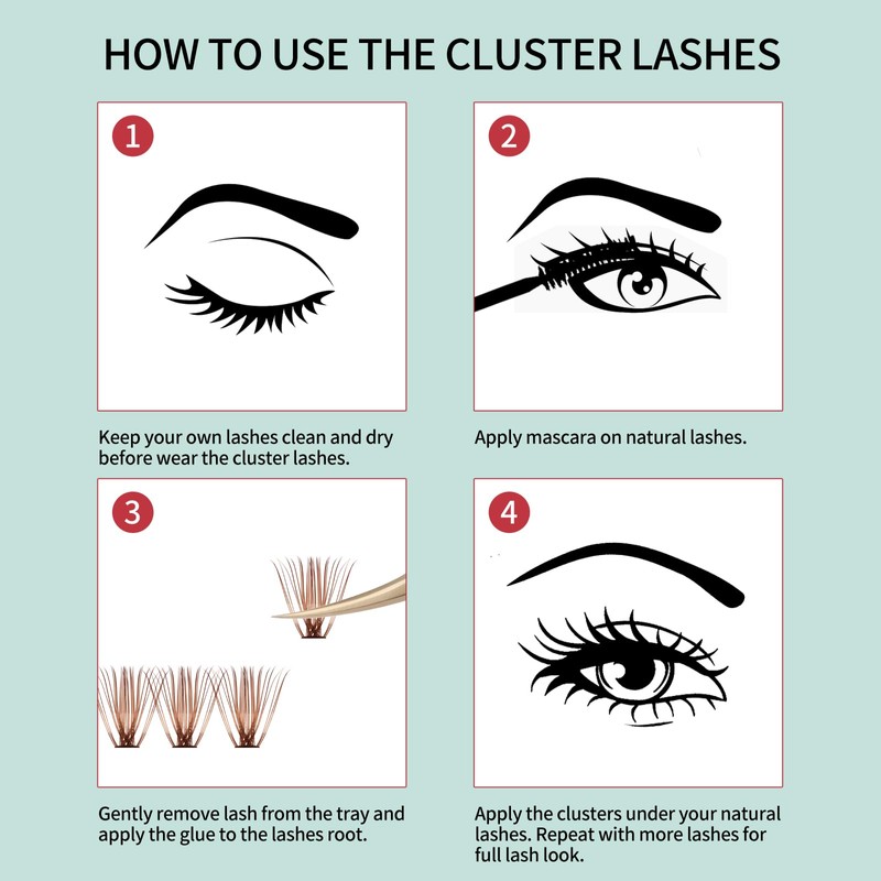 FADVAN Cluster Eyelash Extensions 280 Pieces Curl D Eyelashes Individual