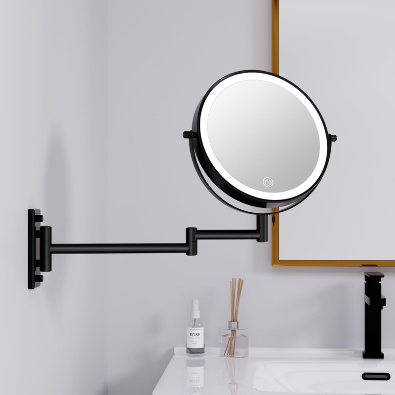 LANSI Wall Mounted Makeup Mirror with Lights, 8" Bathroom Vanity