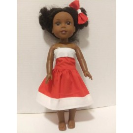 Handmade 14' Doll Clothes made to fit Wellie Wisher- Party Dress & Hair Bow-        B41
