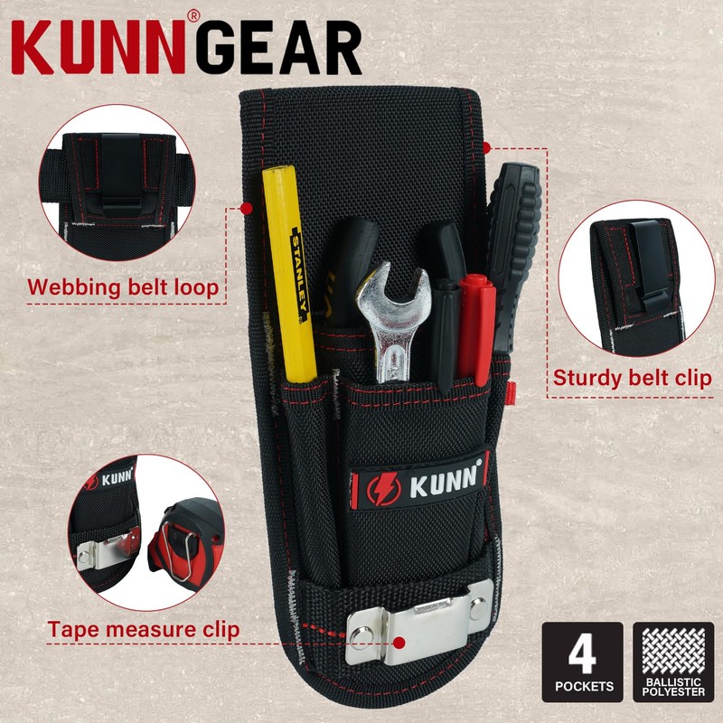 KUNN Tool Pouch with Belt Clip, Utility Small Tool Organizer