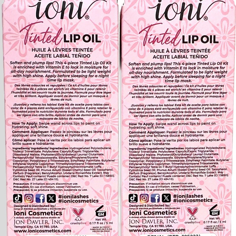 Ioni Tinted Lip Oil Shade- Pink Doll Softens & Plumps