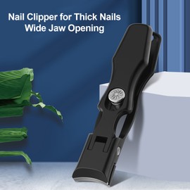 Nail Clipper Fingernail Toenail Clippers for Thick Nails with Catcher Thick Nails Stainless Steel Wide Jaw Opening Toenail Splash-Proof Ergonomic Curve Fingernail Trimmer
