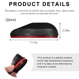 SHMZK 2 PCS Mirror Rain Visor Eyebrow, Waterproof Car Rear View Mirror Rain Cover Visor Guard, Universal Rainproof Carbon Fiber Rearview Mirror Protector Sticker for Car Truck SUV (Black)