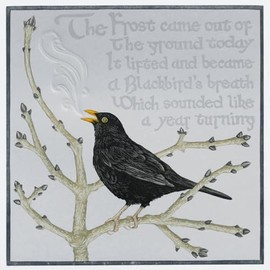 Blackbird themed greeting card, blank on the inside by Colin Blanchard. Brown fleck envelope included