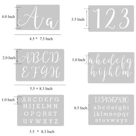 Ornaous 45 Pcs Plastic Cursive Letter Stencils for Painting, Reusable Fancy Alphabet Calligraphy Templates with Numbers, Signs, Patterns for Painting on Wood Wall DIY Crafts