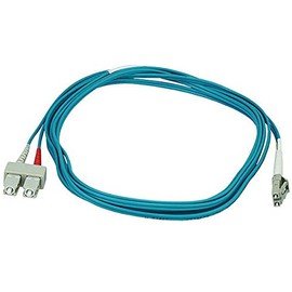 Monoprice Fiber Optic Cable - 3 Meter - Aqua | LC to SC, OM3, 50/125 Type, Multi Mode, 10Gb, Duplex