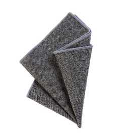 DonDon gent's bow tie 12 x 6 cm pre-tied size-adjustable and pocket handkerchief 23 x 23 cm matching colours in cotton dark grey-black
