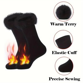 Gadgets Mafia Mens Socks, Mens Extra Thick Warm Brushed Thermal Insulated Socks Black Heated Boot Socks UK Size 6-11