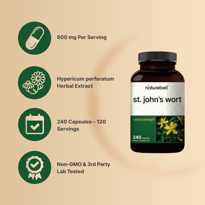 NatureBell St. John’s Wort Extract, 240 Capsules – 600 mg