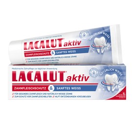 Lacalut LACALUT AKTIV ZAHNFLEISCHSCHUTZ & SANFTES Weiß ZAHNCREME, 75ml Zahnpasta, sofort spürbare Straffung und Festigung des Zahnfleischs, Zahncreme für natürlich weiße Zähne, 1 x 75ml