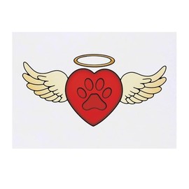 'Paw Print Angel Heart' Temporary Tattoo - Water Resistant, Skin-Safe, Non-Toxic Transfer (TO00082161)
