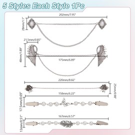 arricraft 5 Stück Pullover/Schal Clips In 5 Stilen Im Vintage Stil Perlen Schmetterlingsflügel Blumen Umhangverschluss Retro Strickjacken Clips Hemdkragen Brosche Für Damen Und Herren