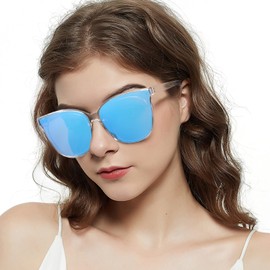 LVIOE Cat Eyes Sunglasses for Women, Polarized Oversized Fashion Vintage Eyewear for Driving Fishing UV Protection CLS1627