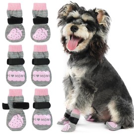 IECOii Dog Socks,Double Side Anti Slip Dog Socks for Hardwood Floors,Non Slip Dog Grip Socks for Small Medium Large Senior Old Dogs,Dog Paw Protectors with Grips to Prevent Licking/Slipping,3 Pairs
