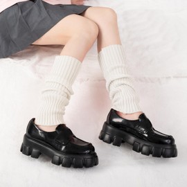 Lopsity Leg Warmers for Women Knitted Stirrup Leg Warmers for women Winter Extra Soft long leg warmers for Yoga Dance (white)