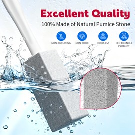 W&E Choice Toilet Pumice Stone 4 Pack, Pumice Stone for Bathroom Cleaning with Extra Long Handle, Toilet Brush for Removing Hard Water Stains & Limescale, Pool Tile Grill and Sink Cleaner