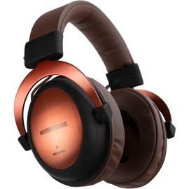 Pronomic KH-6093 KU Studio Headphones - Excellent Sound Isolation Outward Transmission Range: 10-30,000 Hz - Faux Leather Ear Pads and Headband - Copper/Brown