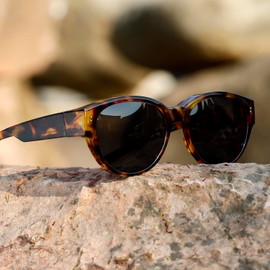 kimorn Polarized Fit Over Glasses Sunglasses For Women Man,Trendy Square Shades For Driving Riding (Tortoiseshell/Grey)