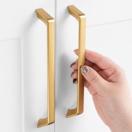 ASKANO 10 Pack 6-1/4 Inch Hole Centers, Brushed Gold Cabinet Pulls Gold Cabinet Handles Gold Kitchen Hardware for Cabinets ZP2210 Drawer Bedroom Dresser Bathroom Vanity Cupboard