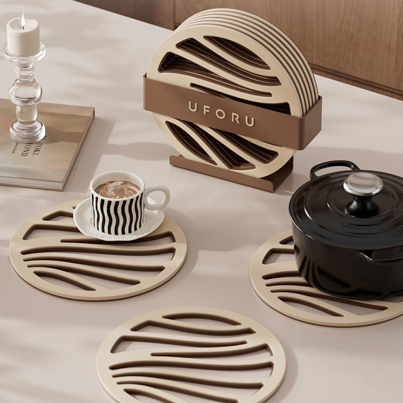 JanYoo Set of 6 Pot Coasters, Heat Resistant, Non-Slip Pot