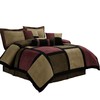 Chezmoi Collection 7-Piece Burgundy Brown Black Micro Suede Patchwork Comforter