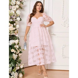 Light Pink Dress for Women Party - Pink Formal Cocktail Dresses for Women - Floral Bridal Shower Dress - Summer Maxi Sundress