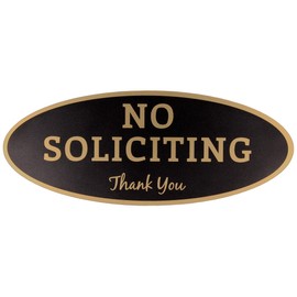 ExcelMark ExcelMark No Soliciting Sign C Digitally Printed Indoor/Outdoor Sign C Durable UV and Weather Resistant (Small - 2" x 5", Black with Gold Letters)