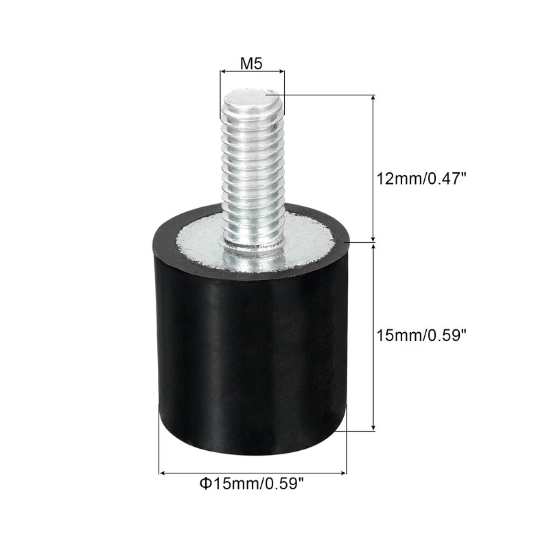 QUARKZMAN M5 Rubber Buffer Threaded Rubber Bushings, Vibration Insulators, Cylindrical