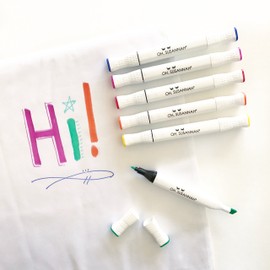 Oh, Susannah Permanent Fabric Markers Dual Tip Washable Cloth Dye Pens, 6 Piece Arts And Crafts Set For Vibrant Colored Painting And Writing On Clothes, Non Toxic Paint Art Marker Kit