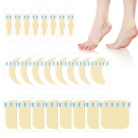 lasuroa 24 Stück Gel Fußbandagen, Drei Arten von Gel Polsterpolstern für die Füße Wasserdichte Hydrokolloid Bandagen zum Schutz und zur Polsterung der Fersen und Zehenpartie