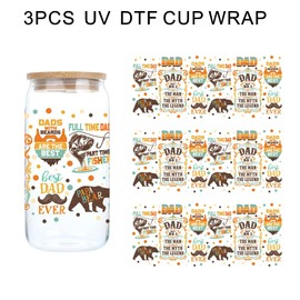 UV DTF Glass Mug Packaging Transfer - Sublimation Waterproof Stickers for 16 oz Glasses, Ceramic Mugs DIY Crafts - 3 Pieces (Camping)