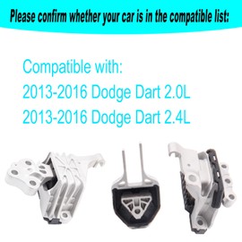 Engine Motor Mount & Trans Mount Compatible with 2013-2016 Dodge Dart 2.0L 2.4L Replacement for 3364 3338 3385 A5674 A5690 A5822 / A5823