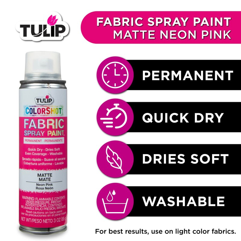 Tulip ColorShot Instant Spray Fabric Color 3oz. Neon Pink