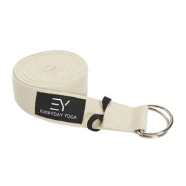 Everyday Yoga Super Strong Strap with Metal D-ring Buckle - Improve Flexibility, Stretching, and Physical Therapy Fitness. - Natural
