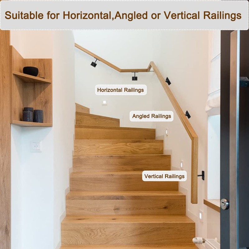 Wpbhk 6Pcs Handrail Stair Brackets, Hand Railing Brackets Stair Rail