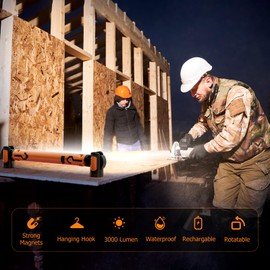 Mechanic Work Light, wokelux 3000LM LED Work Light, 5200mAh Rechargeable Magnetic Work Light, Underhood Cordless Work Lights with Hooks for Mechanics Inspection Workshop Emergency