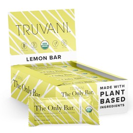 Truvani Plant Based Snack Bars | Lemon Bar 12 Pack | 6g Protein | USDA Organic and Vegan | The Only Bar | Dairy, Soy, and Gluten Free | Individually Wrapped