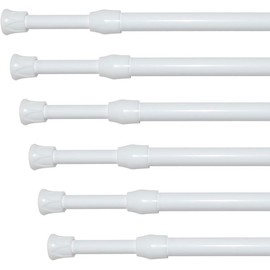 KXLife 6 Pack Spring Tension Curtain Rod, Adjustable Curtain Rods for Window,12-20",White