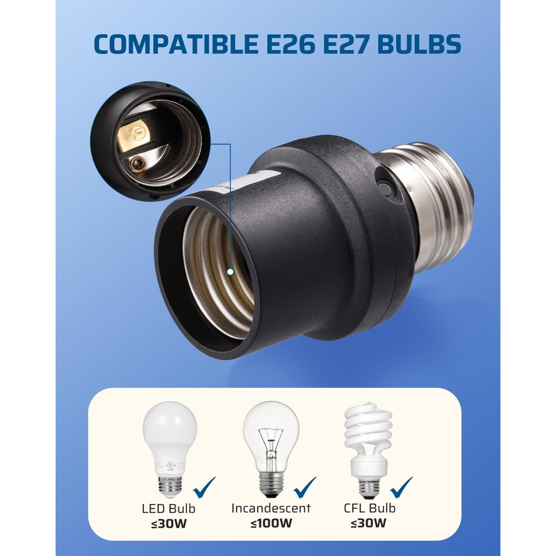 DEWENWILS Light Sensor Socket 2 Pack, Automatic Dusk to Dawn