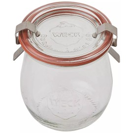 WECK Mini Tulip Jelly Jar with Glass Lids 6 Rings and 12 Clamps, 6 Count (Pack of 1)