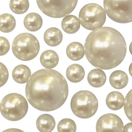 Floating Ivory Pearls - No Hole Jumbo/Assorted Sizes Vase Decorations + Includes Transparent Water Gels for Floating The Pearls