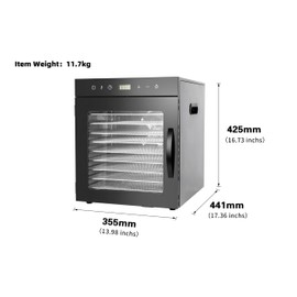 Clivia Food Dehydrator Machine with 10 Stainless Steel Trays,800W Beef Jerky Dehydrator Machine,Food Dryer for Fruits VegetablesSnackDog Treats,24 Hour Digital Timer 86°-194° Temperature Control