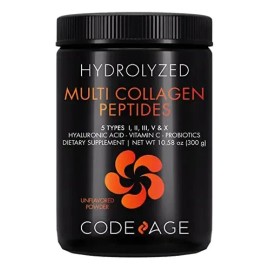 Codeage Péptidos Multicolágeno Sin Sabor 300g  Unflavored Multi Collagen Peptides with Probiotics  Vitamin C                                          