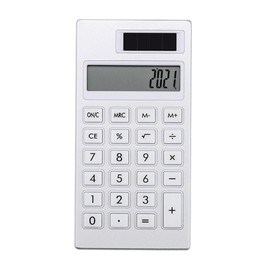 Solar Desktop Calculator, 12 Digit Standard LCD Display Calculator Portable Electronic Calculator for Home, Office and School - White
