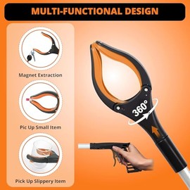 Litter Picker Grabber Stick 32 Inch – Heavy Duty Litter Pickers Grabber, Hand Tools & Disabled aids – Long Reach Rubbish Picker, Lightweight Aluminium with Magnetic Grip (Orange)